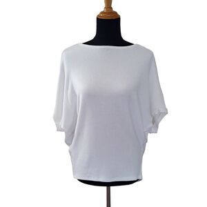 New Michael Stars Verna Dolman Sleeve Knit Sweater Top Size L White